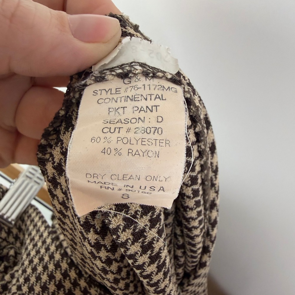Garfield & Marks Continental Pkt Pants Sz‎ 8 VTG Houndstooth USA Academia Office - Picture 7 of 11